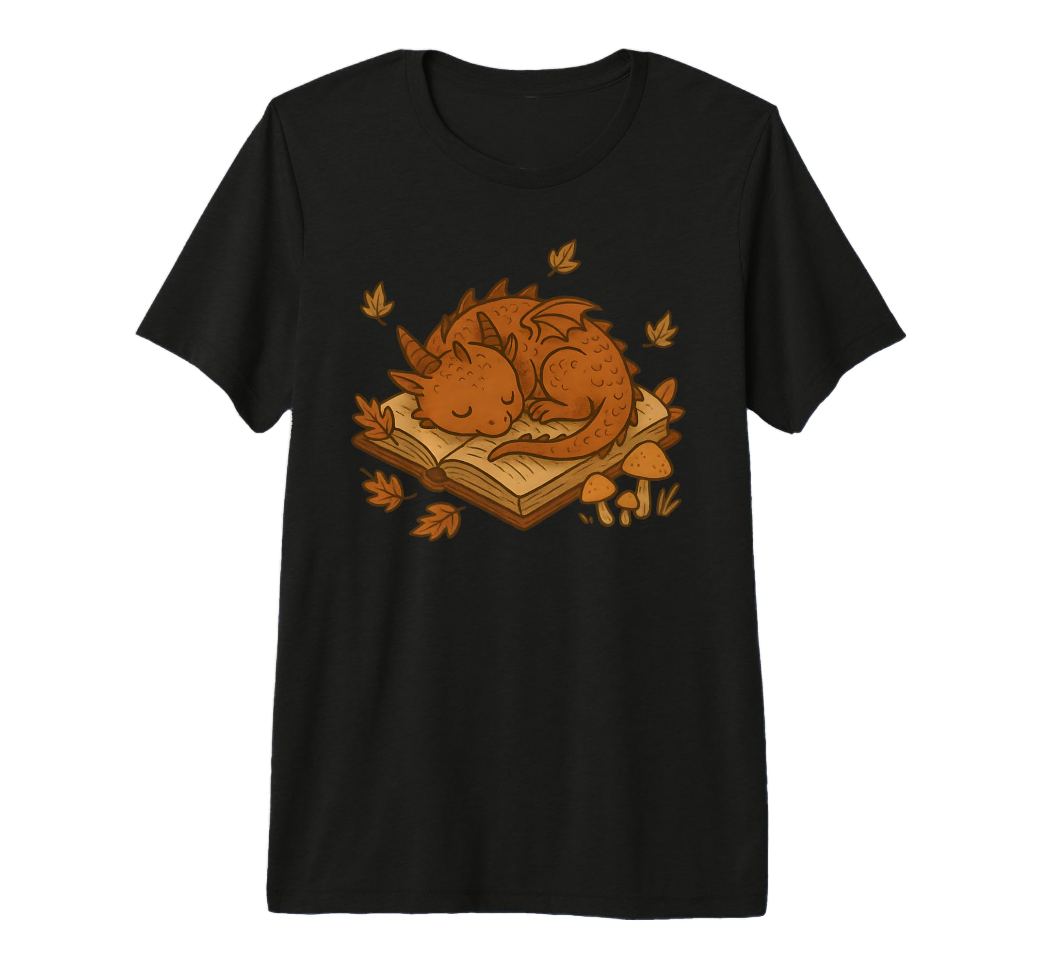 Sleeping Dragon Book Autumn Leaves Fantasy T-Shirt - Unique Graphic Unisex - T-Shirt, Sweatshirt, Hoodie