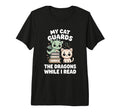 Fantasy Book Reader Cat Dragon T-Shirt - Minimalist Print Men Women - T-Shirt, Sweatshirt, Hoodie