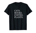 Cats Books Coffee Plants T-Shirt - Unique Graphic for Adults - T-Shirt, Sweatshirt, Hoodie