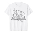 Sleeping Kitten Open Book Steaming Coffee T-Shirt - Streetwear Style Unisex - T-Shirt, Sweatshirt, Hoodie