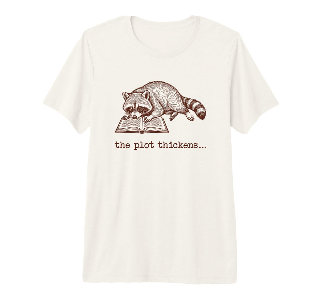 Bookish Raccoon Reading Fiction Novel T-Shirt - Fun Novelty Design Unisex - T-Shirt, Sweatshirt, Hoodie