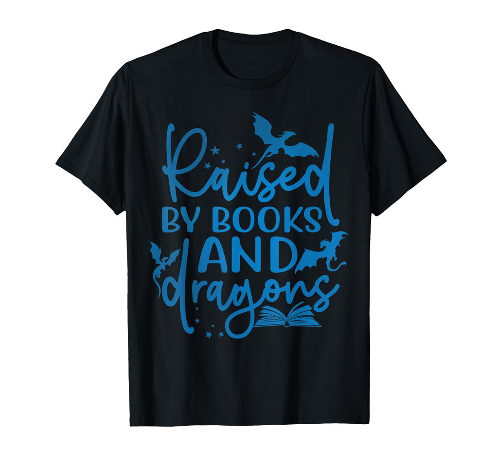 Raised Books And Dragons Fantasy Book T-Shirt - Graphic Print for Adults - T-Shirt, Sweatshirt, Hoodie