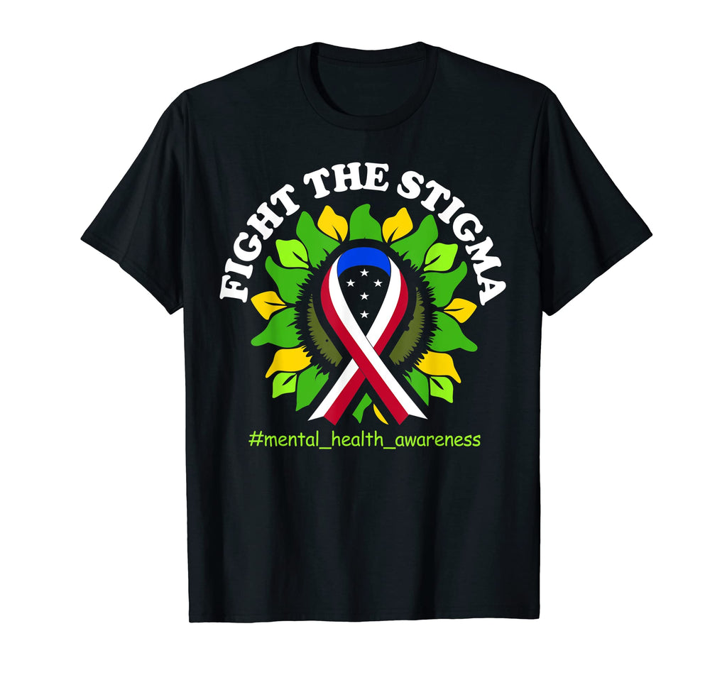Fight Stigma Usa Flag Ribbon Mental T-Shirt - Novelty Apparel Unisex - T-Shirt, Sweatshirt, Hoodie