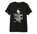 Skeleton Reading Romance Novel Tri Blend T-Shirt - Minimalist Print Unisex - T-Shirt, Sweatshirt, Hoodie