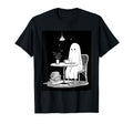 Ghost Drinking Tea And Reading Book T-Shirt - Casual Everyday Wear Unisex - T-Shirt, Sweatshirt, Hoodie