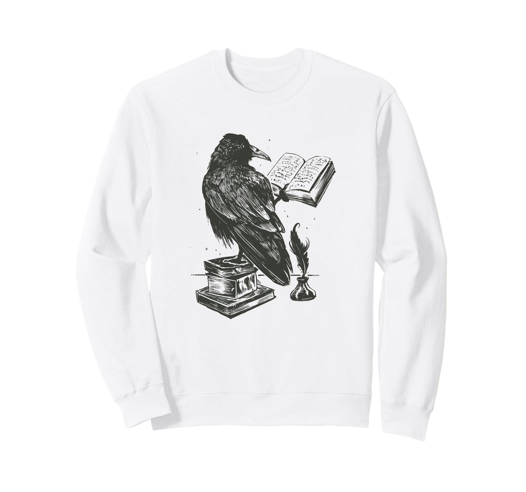 Raven Book And Inkwell Quill Pen Sweatshirt - Trendy Graphic for Adults - T-Shirt, Sweatshirt, Hoodie
