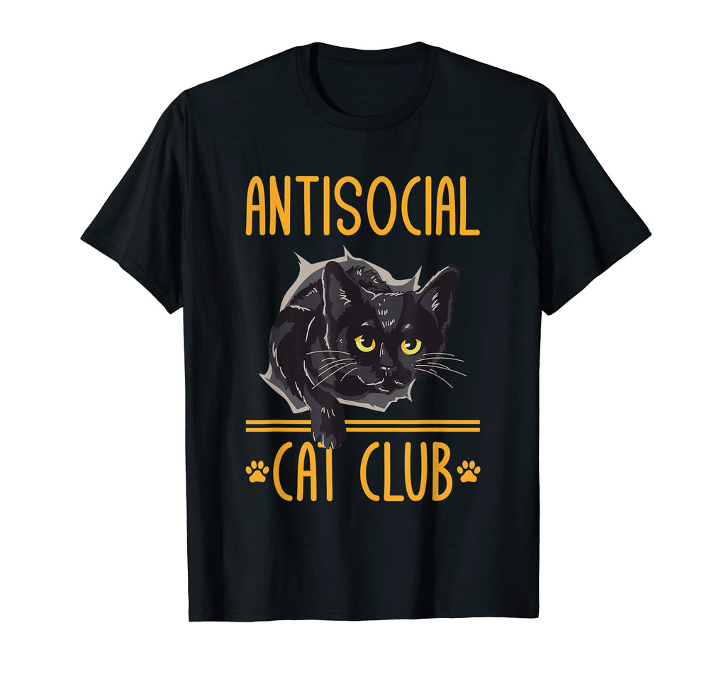 Antisocial Cat Club Introvert Cat T-Shirt - Fun Novelty Design Unisex - T-Shirt, Sweatshirt, Hoodie