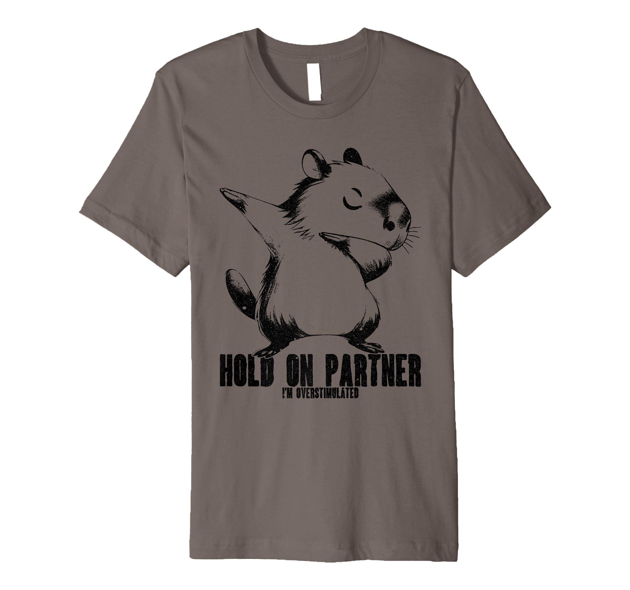 Hold Partner Im Overstimulated T-Shirt - Trendy Graphic for Adults - T-Shirt, Sweatshirt, Hoodie