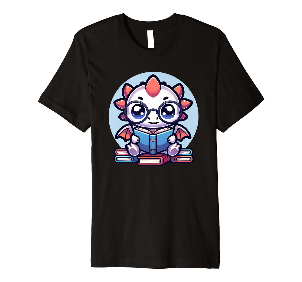 Dragon Reading Book Lover Bookworm Funny T-Shirt - Graphic Print Unisex - T-Shirt, Sweatshirt, Hoodie