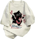 Harajuku Oversized Shirts Goth Punk Cat Print Tees Summer Streetwear Casual Baggy Tshirts Y2k Tee Tops - T-Shirt, Sweatshirt, Hoodie