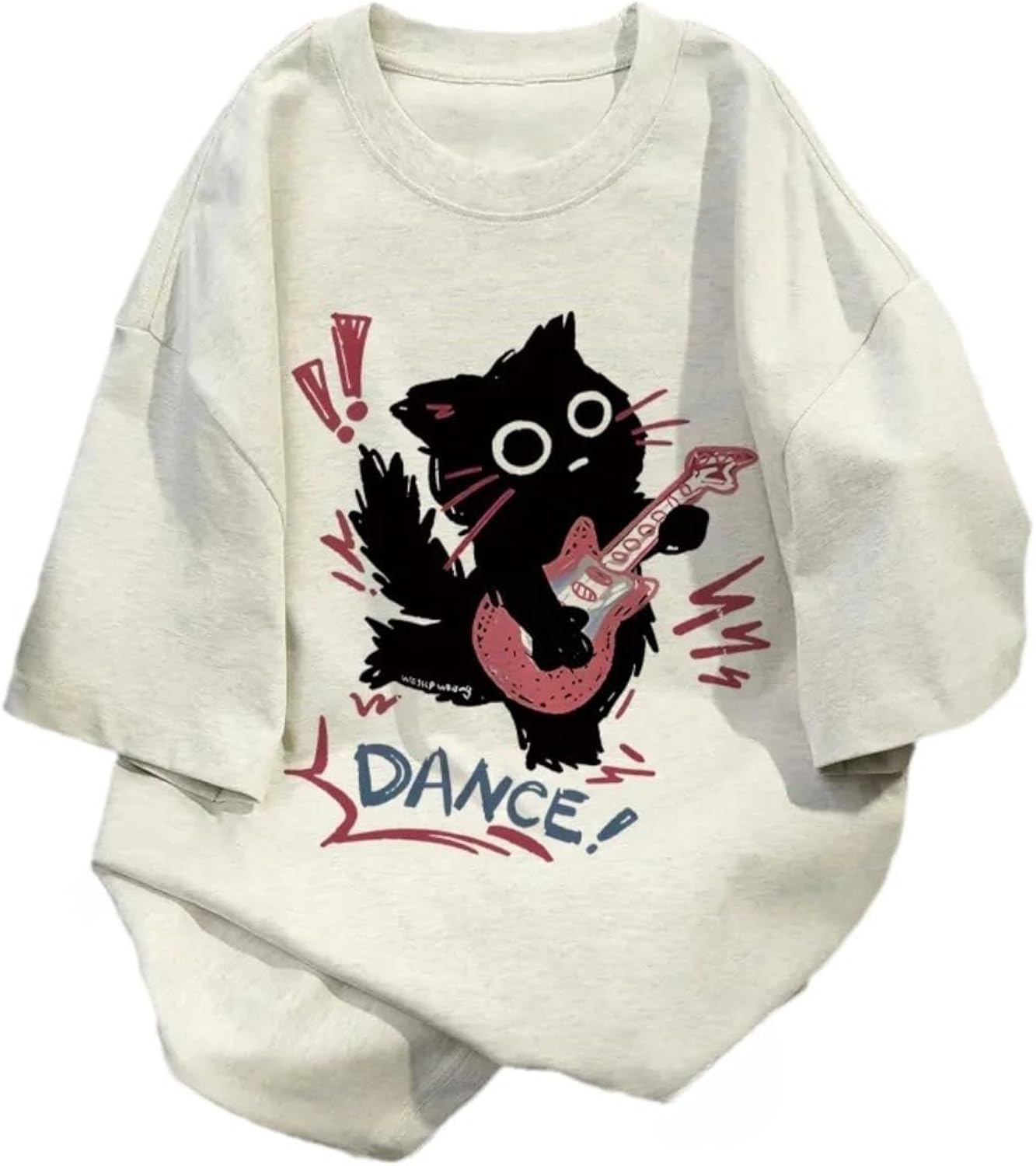 Harajuku Oversized Shirts Goth Punk Cat Print Tees Summer Streetwear Casual Baggy Tshirts Y2k Tee Tops - T-Shirt, Sweatshirt, Hoodie