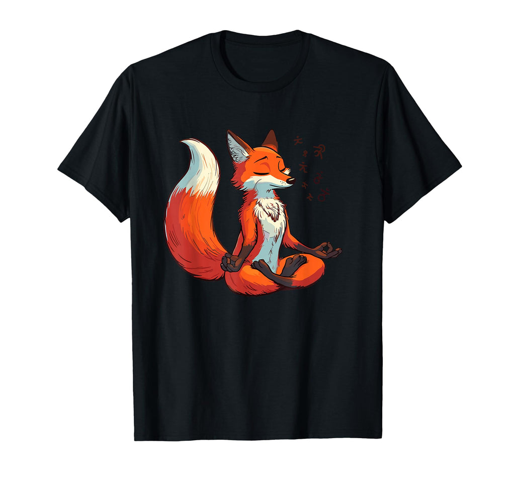 Meditation Fox Yoga Pose Relaxing T-Shirt - Fun Novelty Design Men Women - T-Shirt, Sweatshirt, Hoodie