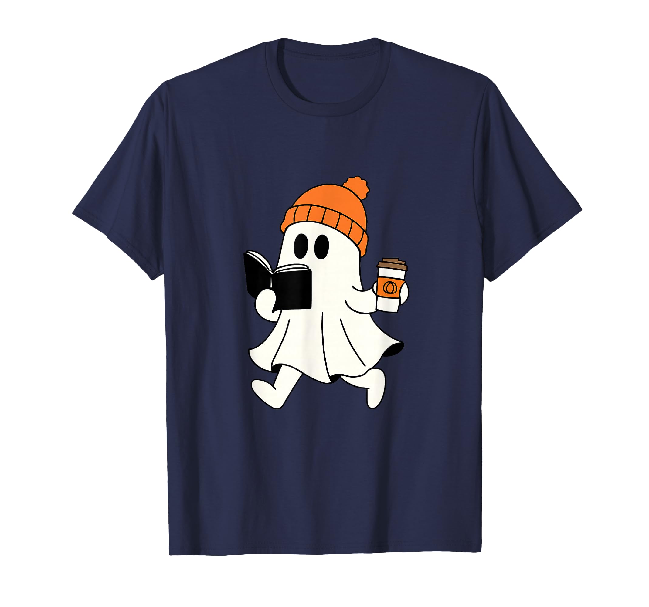 Ghost Reading And Coffee Halloween Book T-Shirt - Novelty Apparel Unisex - T-Shirt, Sweatshirt, Hoodie