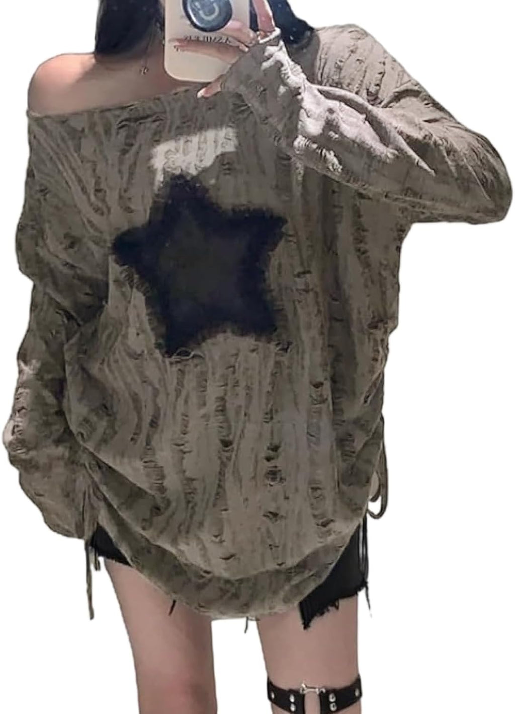 Y2k Fashion Emo Shirts Grunge Clothes Goth Clothing Vintage Clothes Off The Shoulder Long Sleeve Top 2000s Fashion - T-Shirt, Sweatshirt, Hoodie