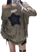 Y2k Fashion Emo Shirts Grunge Clothes Goth Clothing Vintage Clothes Off The Shoulder Long Sleeve Top 2000s Fashion - T-Shirt, Sweatshirt, Hoodie