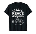 Peace Begins Smile Yoga Mindfulness T-Shirt - Novelty Apparel Unisex - T-Shirt, Sweatshirt, Hoodie