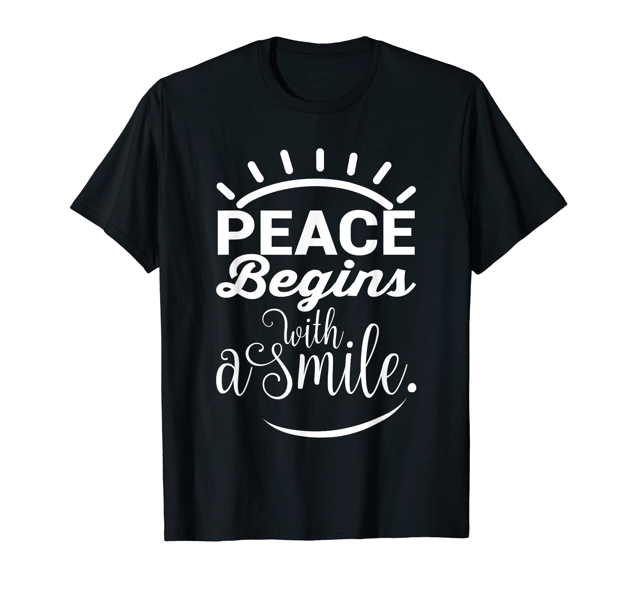 Peace Begins Smile Yoga Mindfulness T-Shirt - Novelty Apparel Unisex - T-Shirt, Sweatshirt, Hoodie