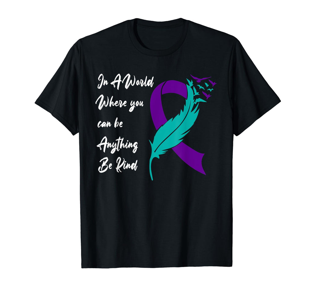 Be Kind Teal Purple Ribbon N Suicide T-Shirt - Minimalist Print Men Women - T-Shirt, Sweatshirt, Hoodie