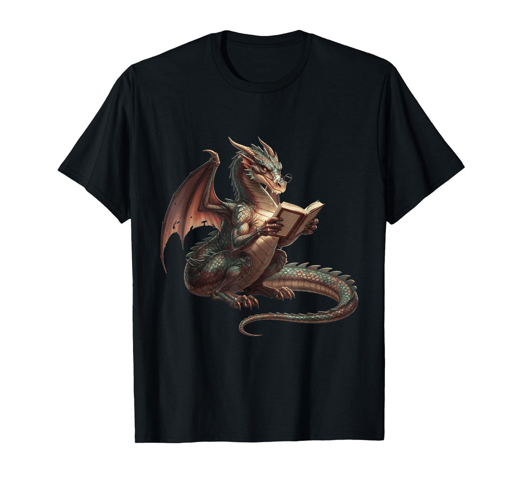 Dragon Reading Book Fantasy Bookworm T-Shirt - Aesthetic Graphic Unisex - T-Shirt, Sweatshirt, Hoodie