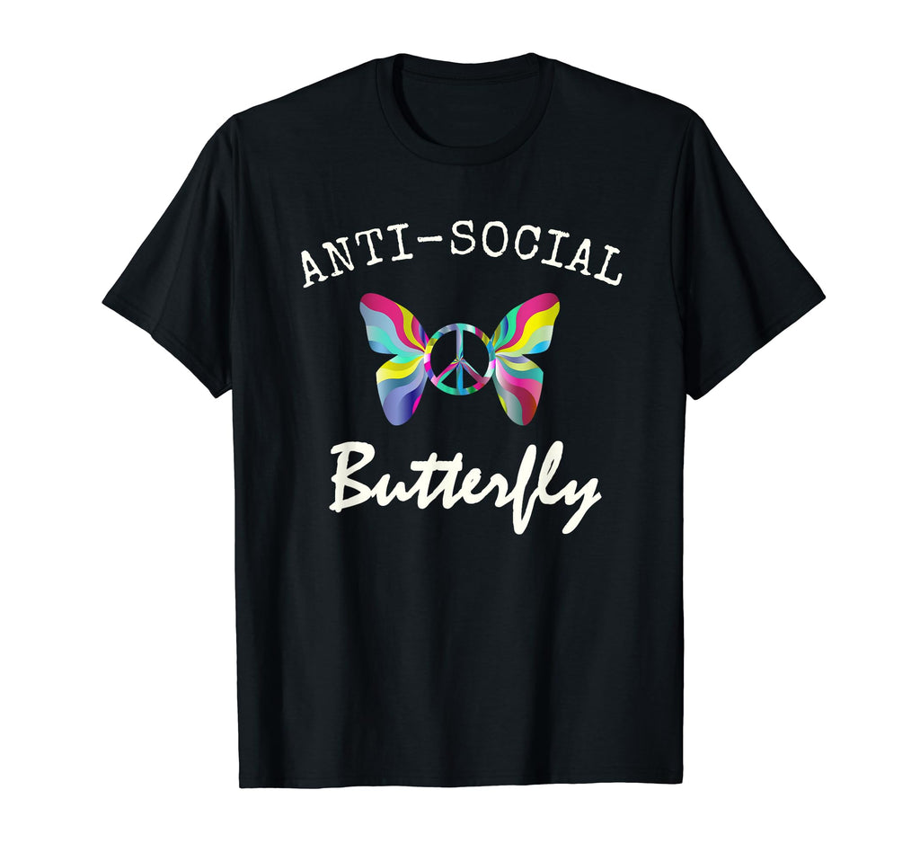 Anti Social Butterfly Peace Sign T-Shirt - Unique Graphic for Adults - T-Shirt, Sweatshirt, Hoodie