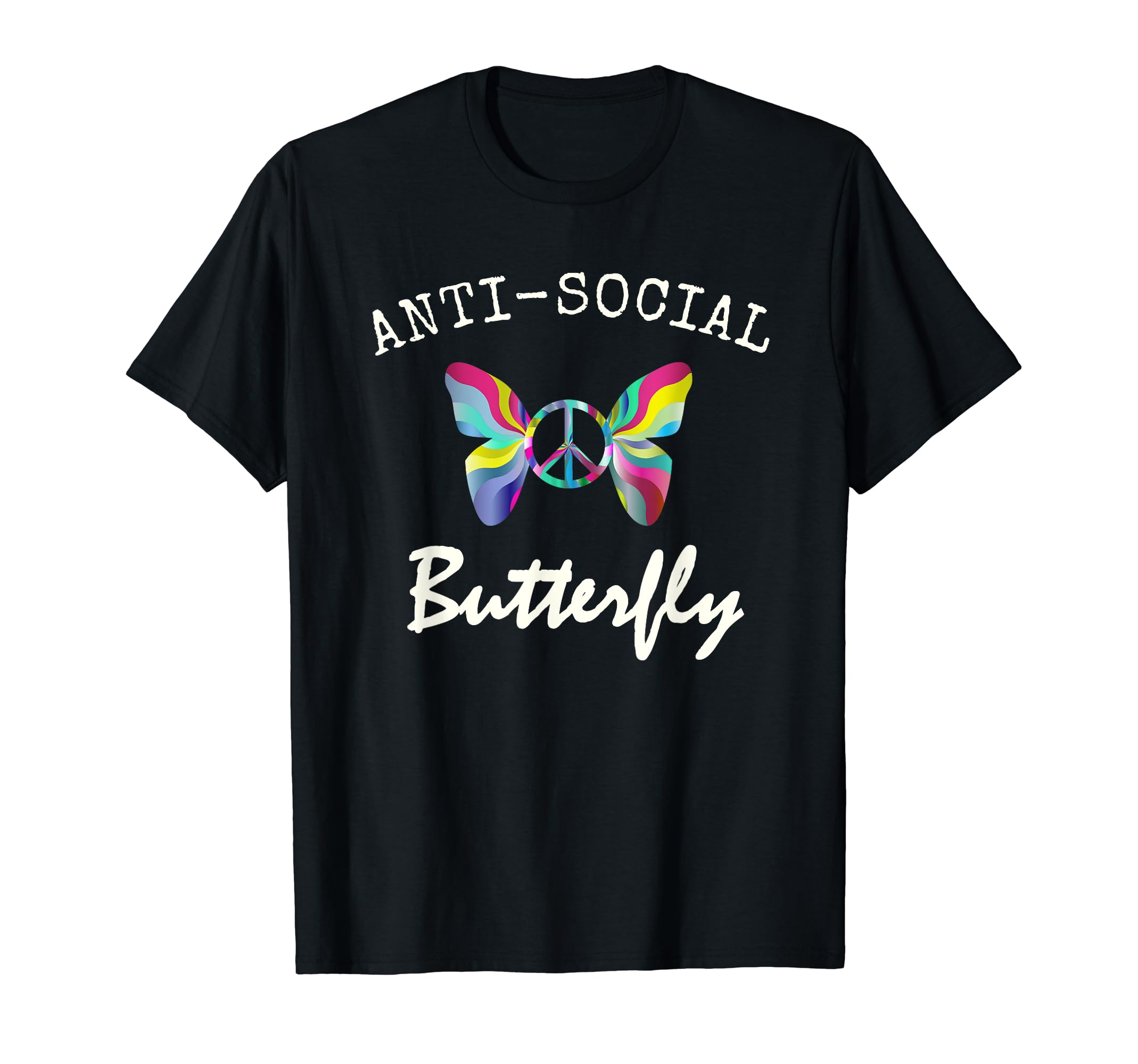 Anti Social Butterfly Peace Sign T-Shirt - Unique Graphic for Adults - T-Shirt, Sweatshirt, Hoodie
