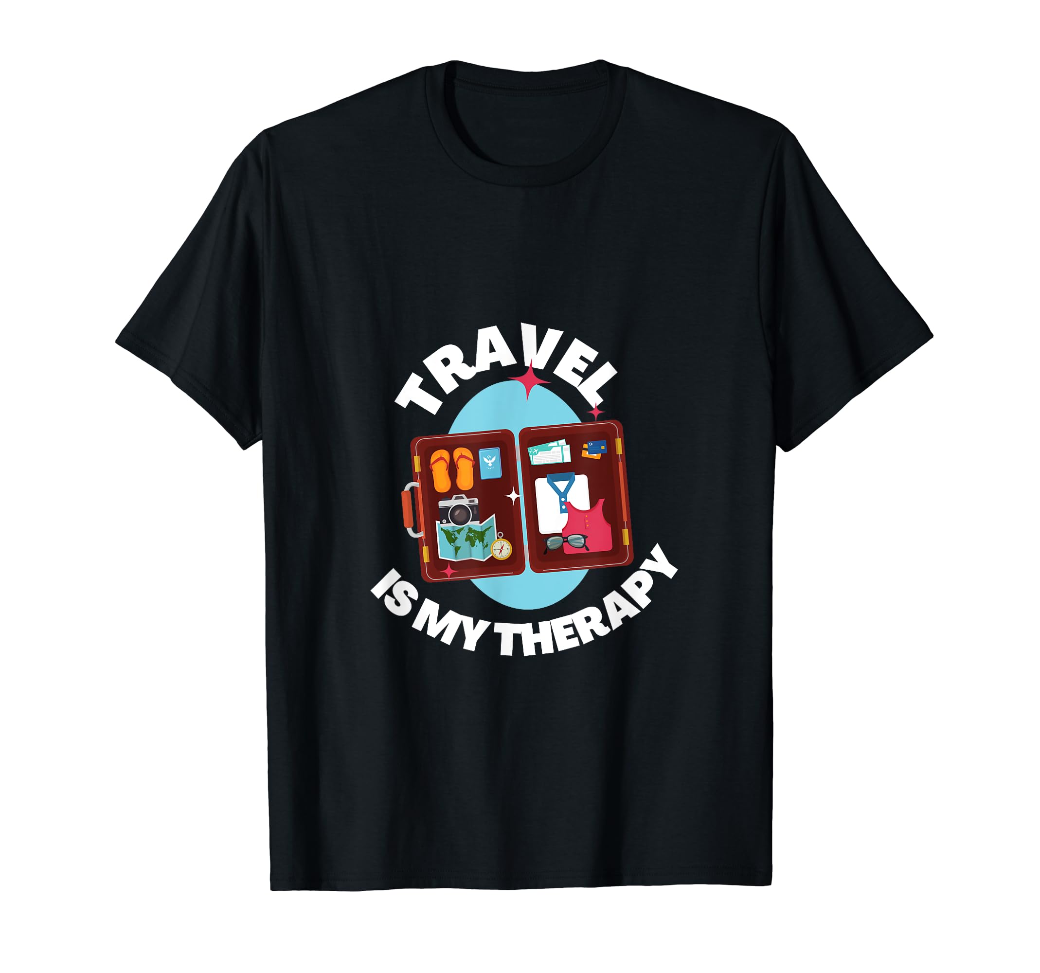 Funny Trendy Travel Is My Therapy T-Shirt - Graphic Print for Adults - T-Shirt, Sweatshirt, Hoodie