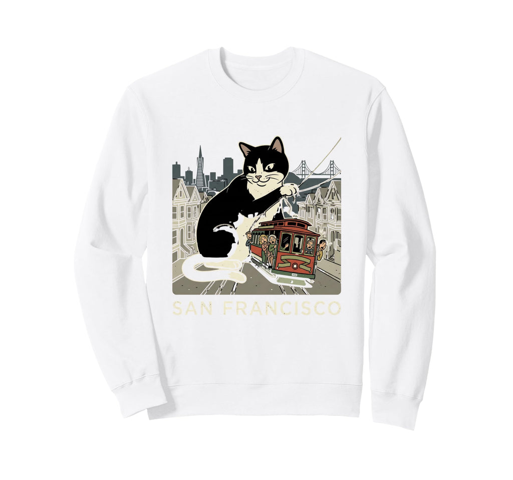 San Francisco Cat Golden Gates Sweatshirt - Custom Art Print Men Women - T-Shirt, Sweatshirt, Hoodie