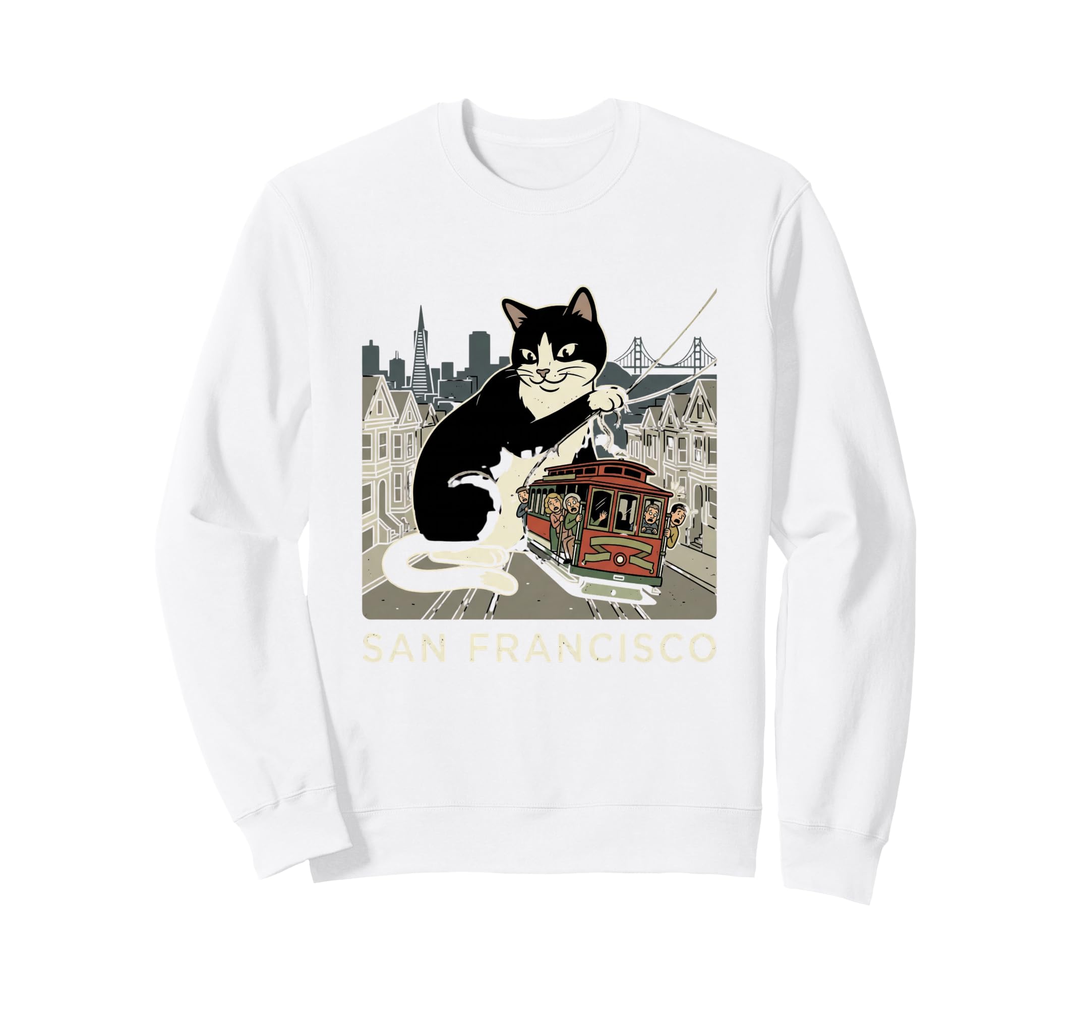 San Francisco Cat Golden Gates Sweatshirt - Custom Art Print Men Women - T-Shirt, Sweatshirt, Hoodie