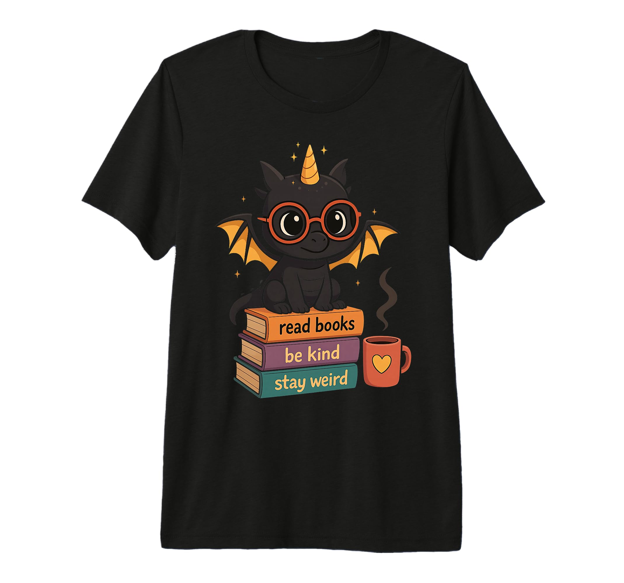 Book Lover Cozy Dragon Reading Magical T-Shirt - Unique Graphic Men Women - T-Shirt, Sweatshirt, Hoodie