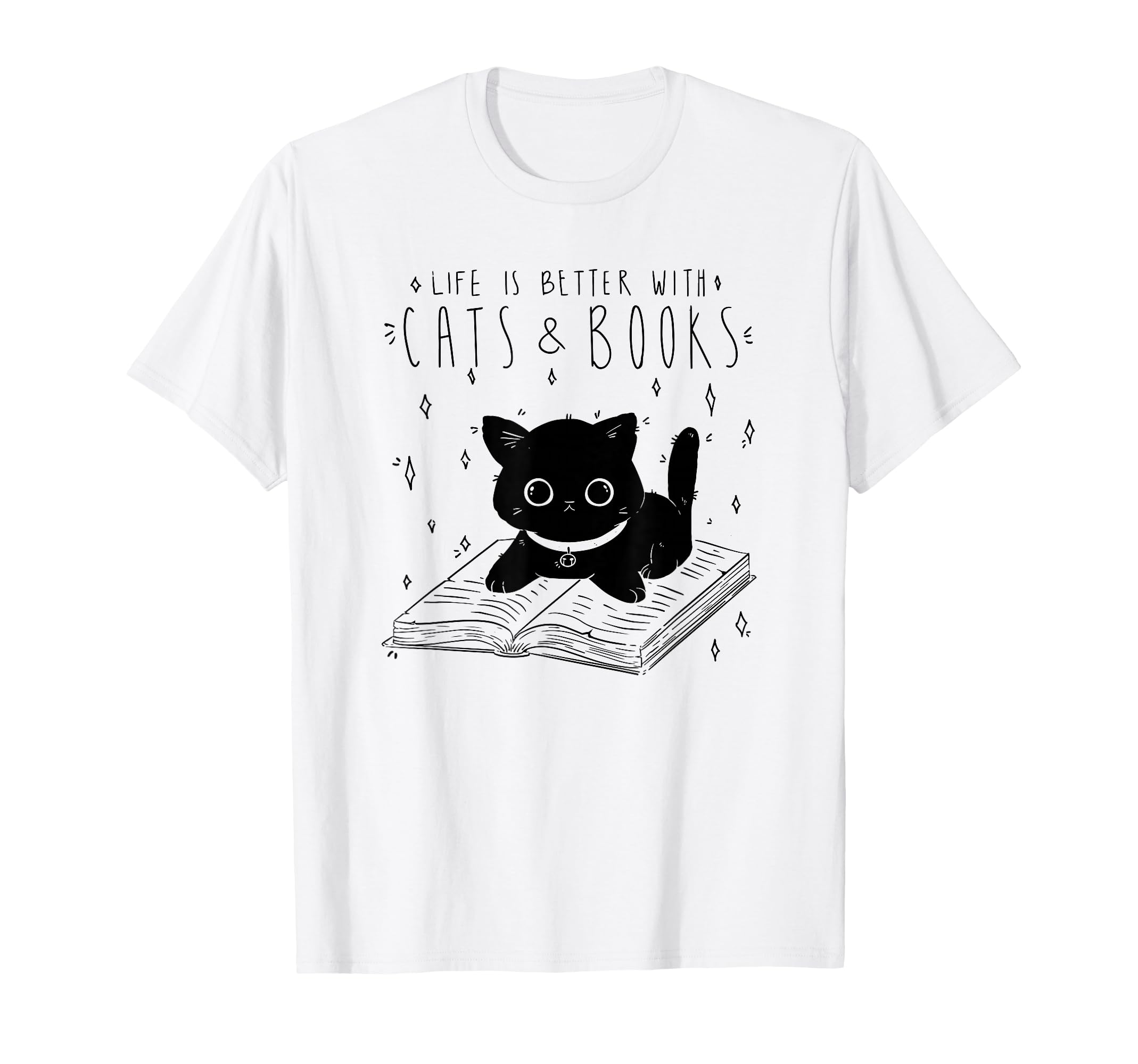 Cats And Books Aesthetic Feline Reader T-Shirt - Custom Art Print Men Women - T-Shirt, Sweatshirt, Hoodie