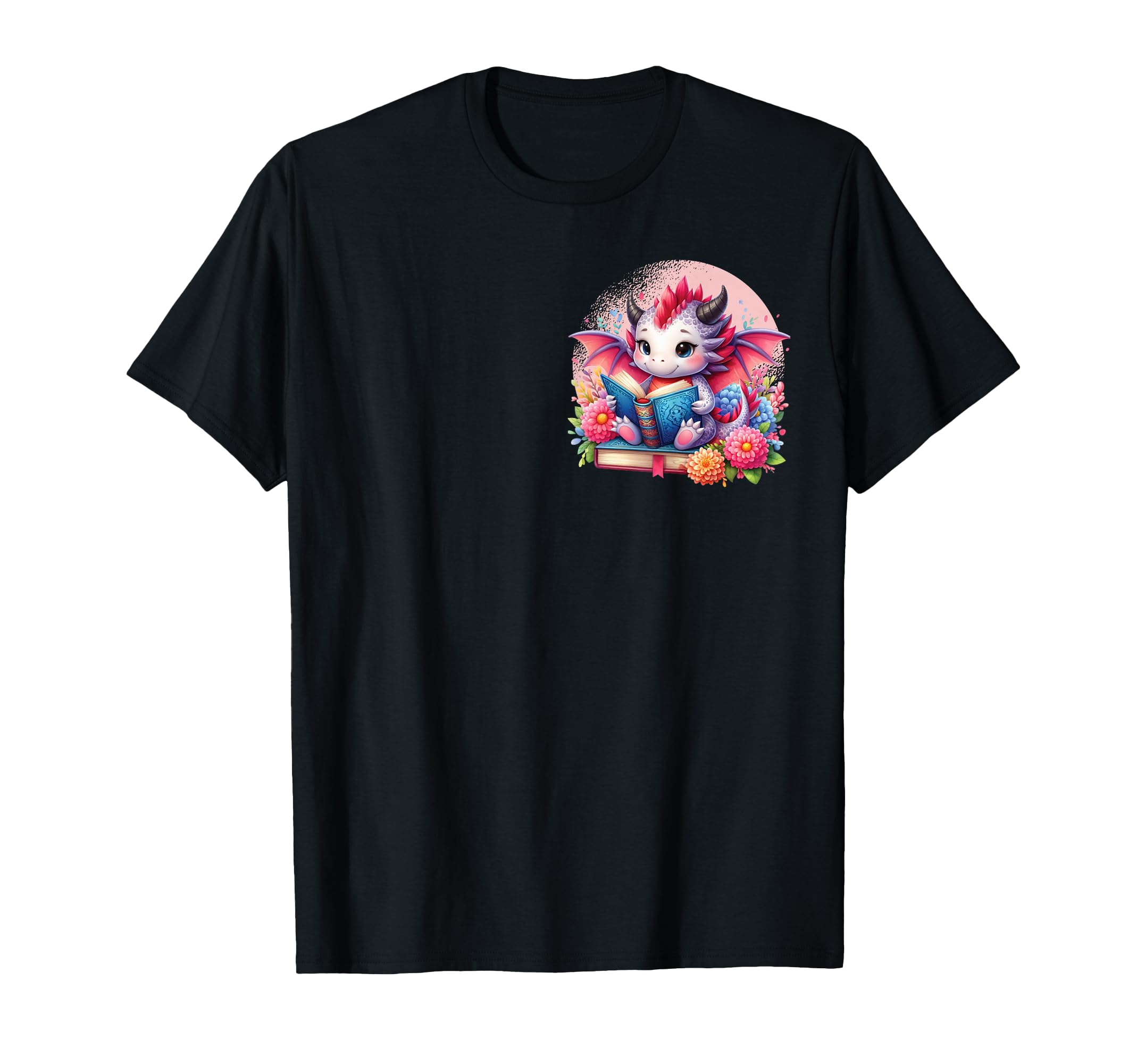 Fantasy Dragon Books Floral Boho T-Shirt - Streetwear Style for Adults - T-Shirt, Sweatshirt, Hoodie
