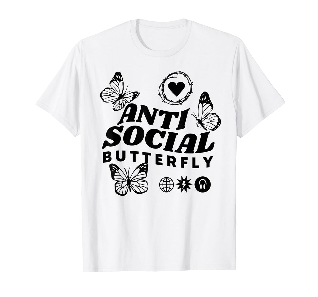 Anti Social Butterfly Goth Aesthetic T-Shirt - Unique Graphic Unisex - T-Shirt, Sweatshirt, Hoodie