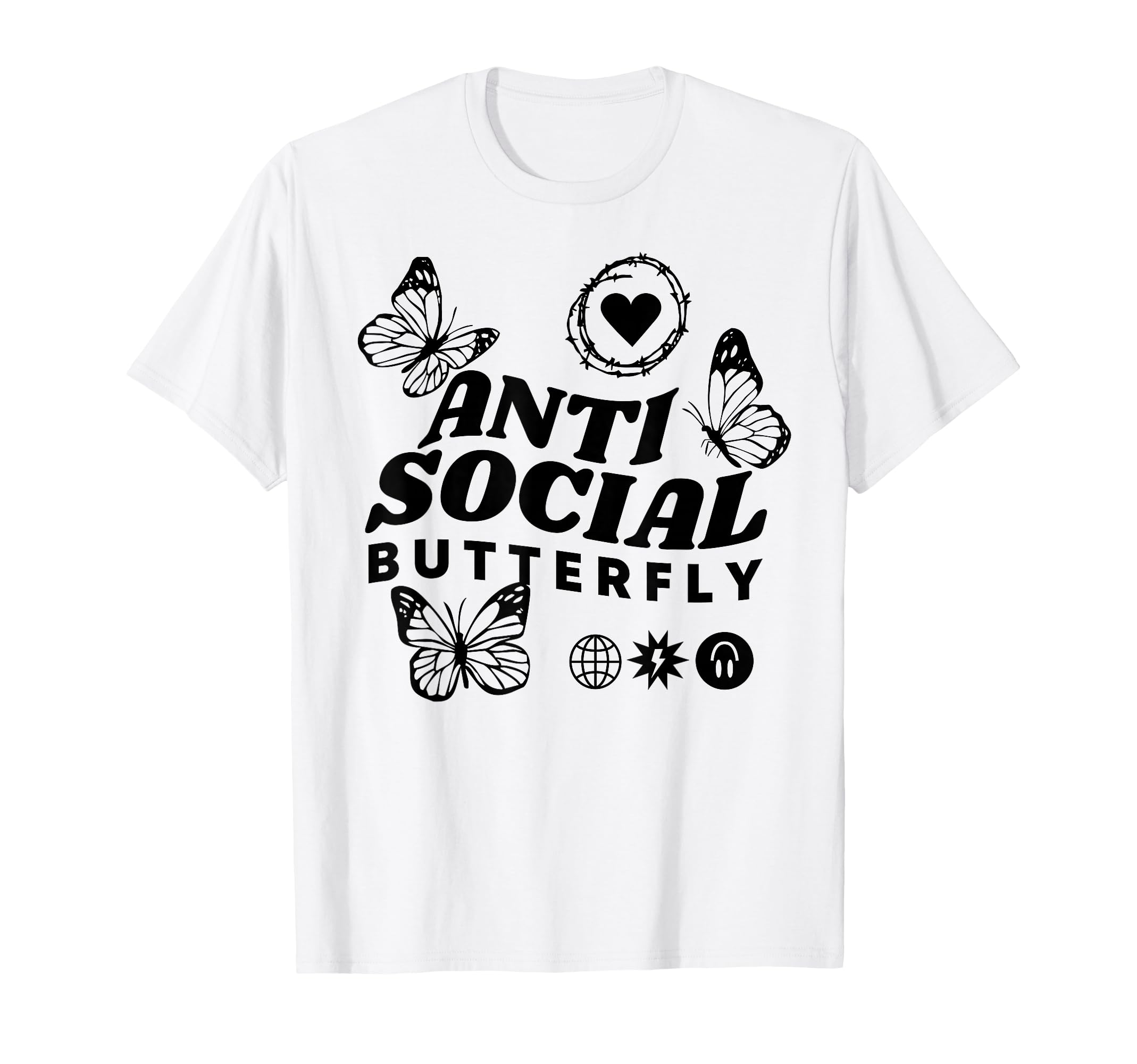 Anti Social Butterfly Goth Aesthetic T-Shirt - Unique Graphic Unisex - T-Shirt, Sweatshirt, Hoodie
