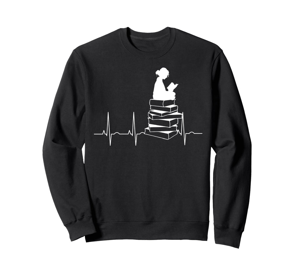 Reading Heartbeat Book Lover Sweatshirt - Fun Novelty Design Men Women - T-Shirt, Sweatshirt, Hoodie