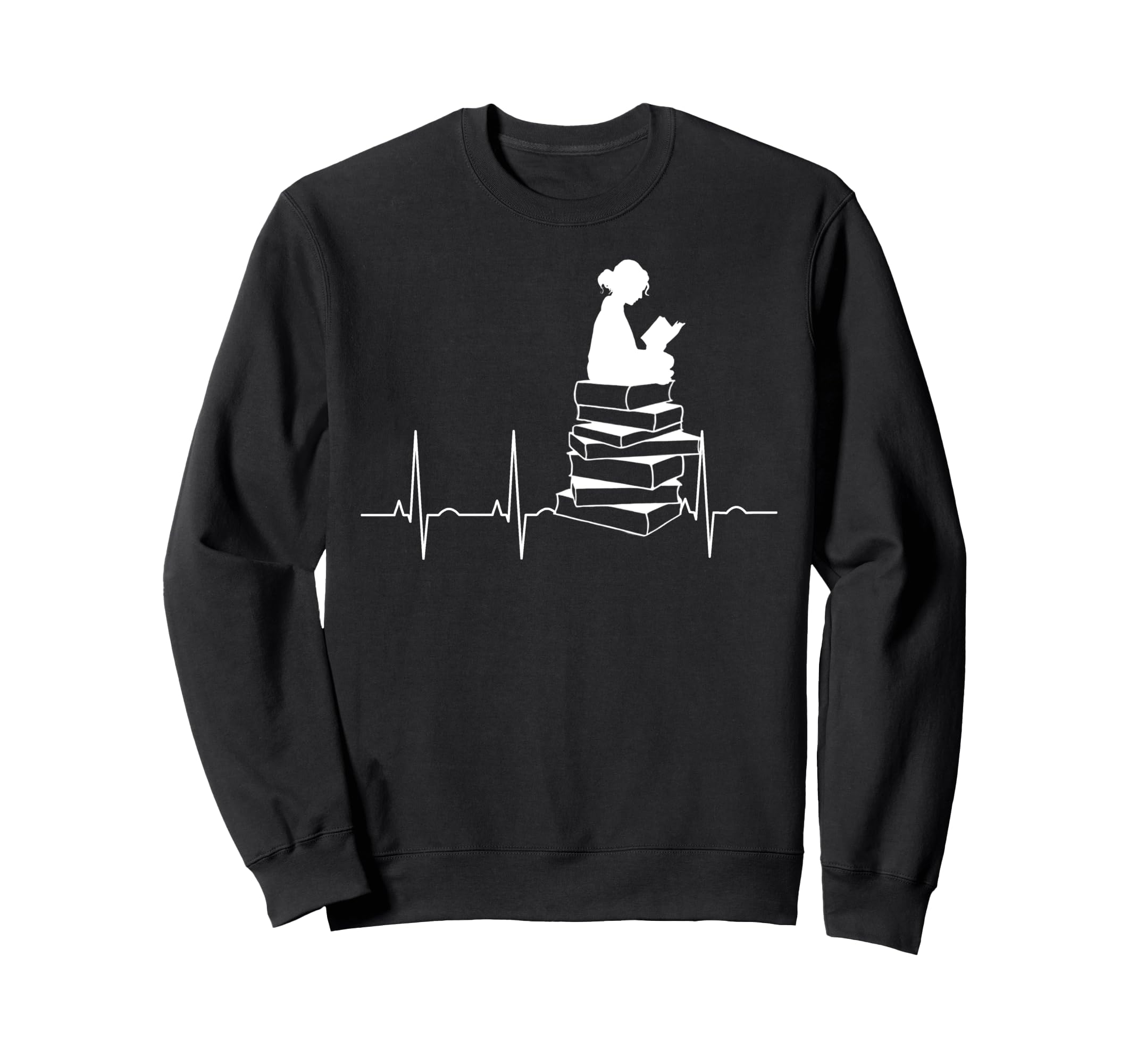Reading Heartbeat Book Lover Sweatshirt - Fun Novelty Design Men Women - T-Shirt, Sweatshirt, Hoodie