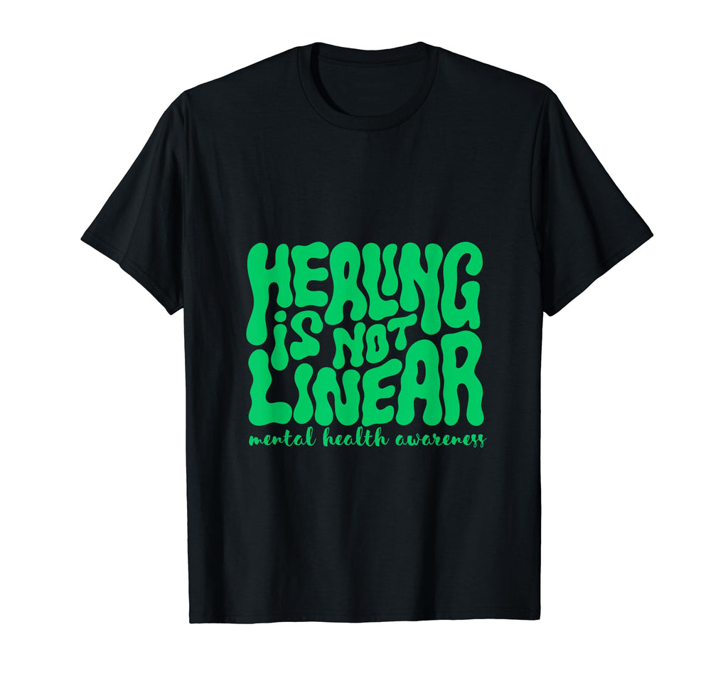 Healing Is Not Linear Groovy Mental T-Shirt - Novelty Apparel Unisex - T-Shirt, Sweatshirt, Hoodie