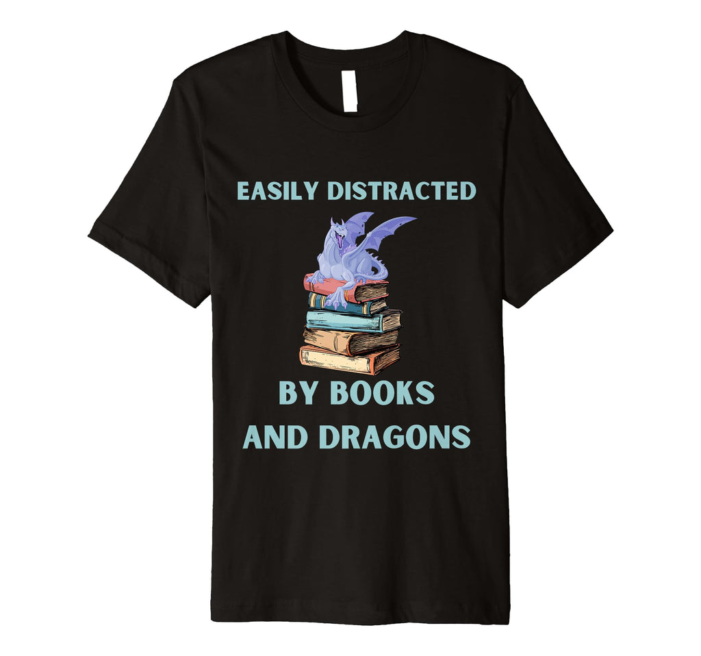 Easily Distracted Books And Dragons T-Shirt - Trendy Graphic Unisex - T-Shirt, Sweatshirt, Hoodie