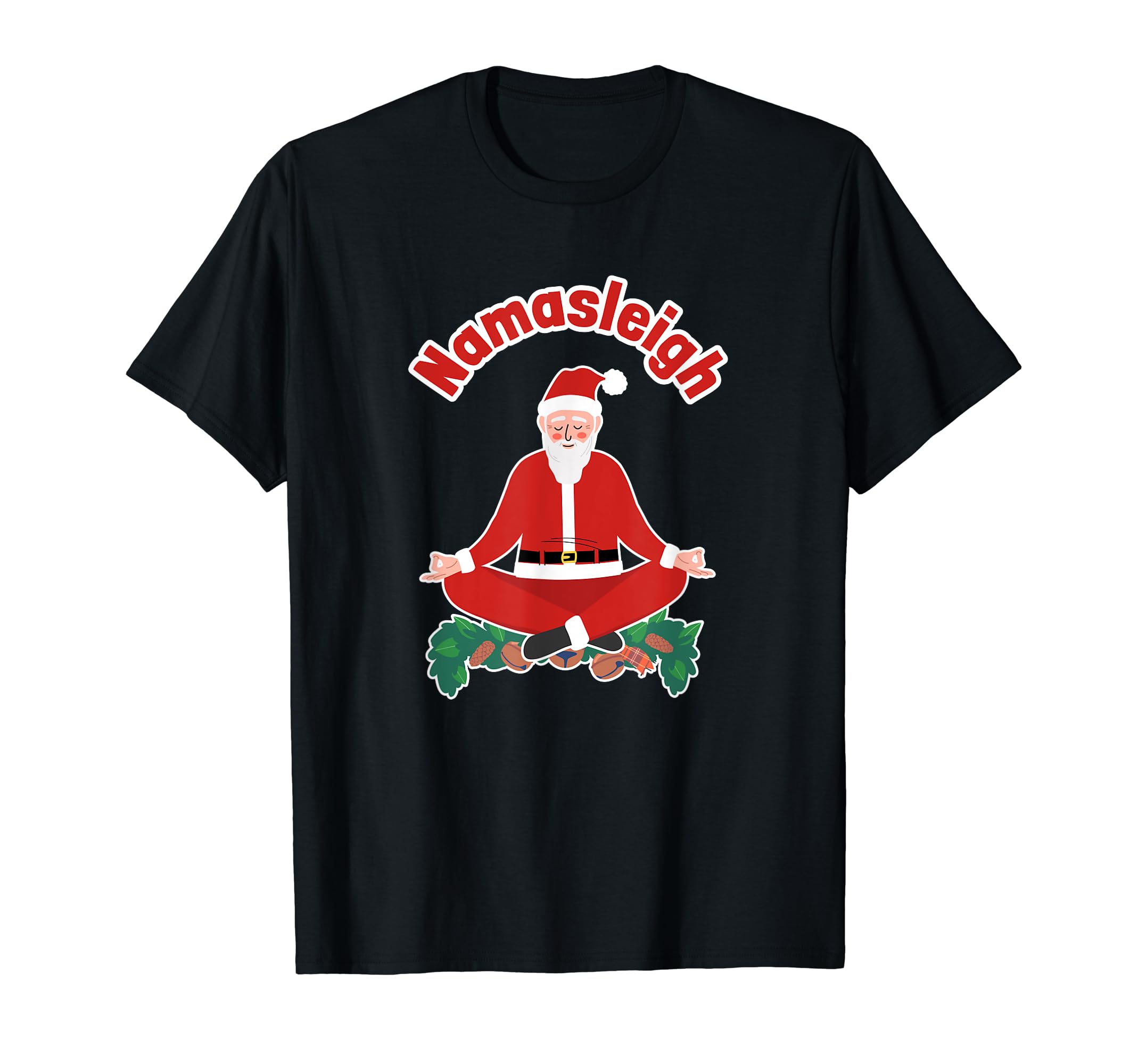 Yoga Santa Claus Namasleigh Meditation T-Shirt - Graphic Print Unisex - T-Shirt, Sweatshirt, Hoodie