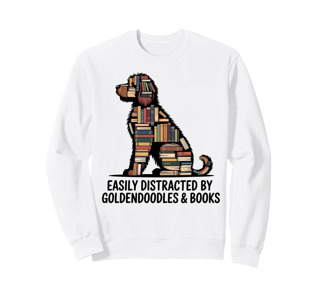 Dog Decor Books Nerds Goldendoodle Sweatshirt - Trendy Graphic Men Women - T-Shirt, Sweatshirt, Hoodie