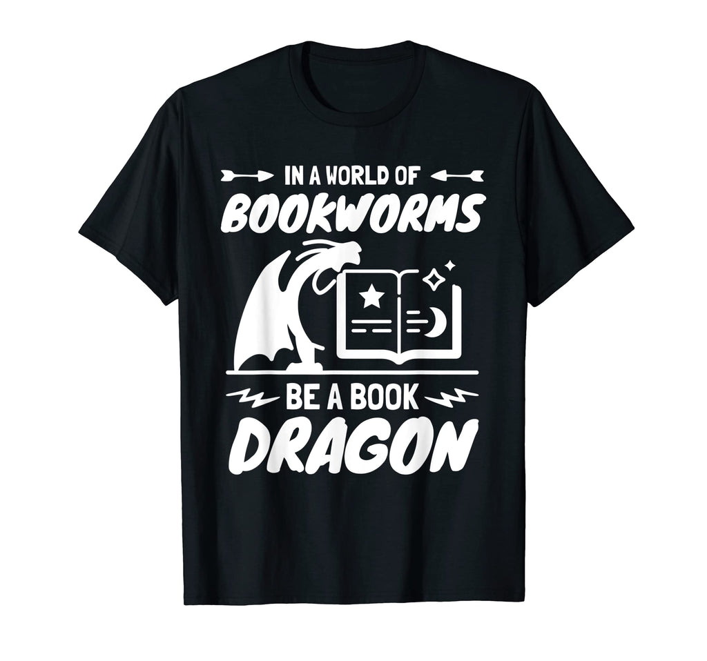 World Bookworms Be Book Dragon Librarian T-Shirt - Graphic Print for Adults - T-Shirt, Sweatshirt, Hoodie