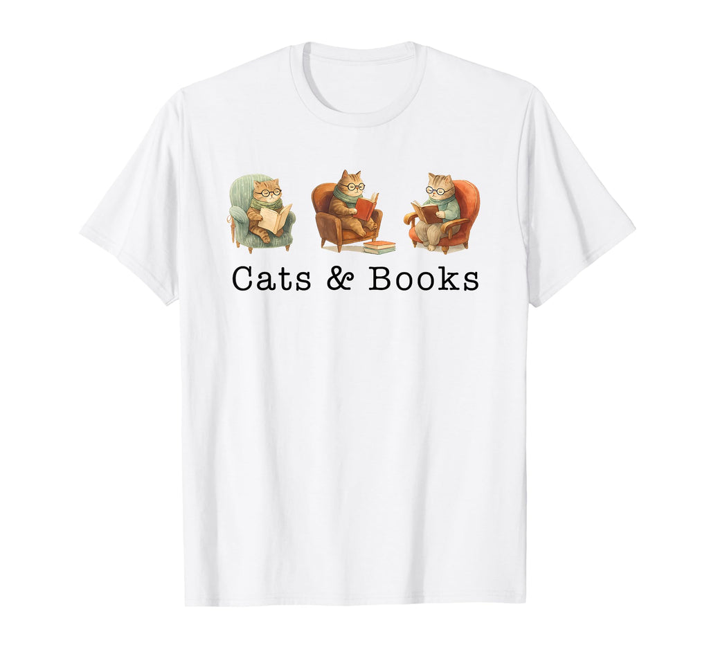 Cats Books Lover Reading Book Lover T-Shirt - Fun Novelty Design Unisex - T-Shirt, Sweatshirt, Hoodie