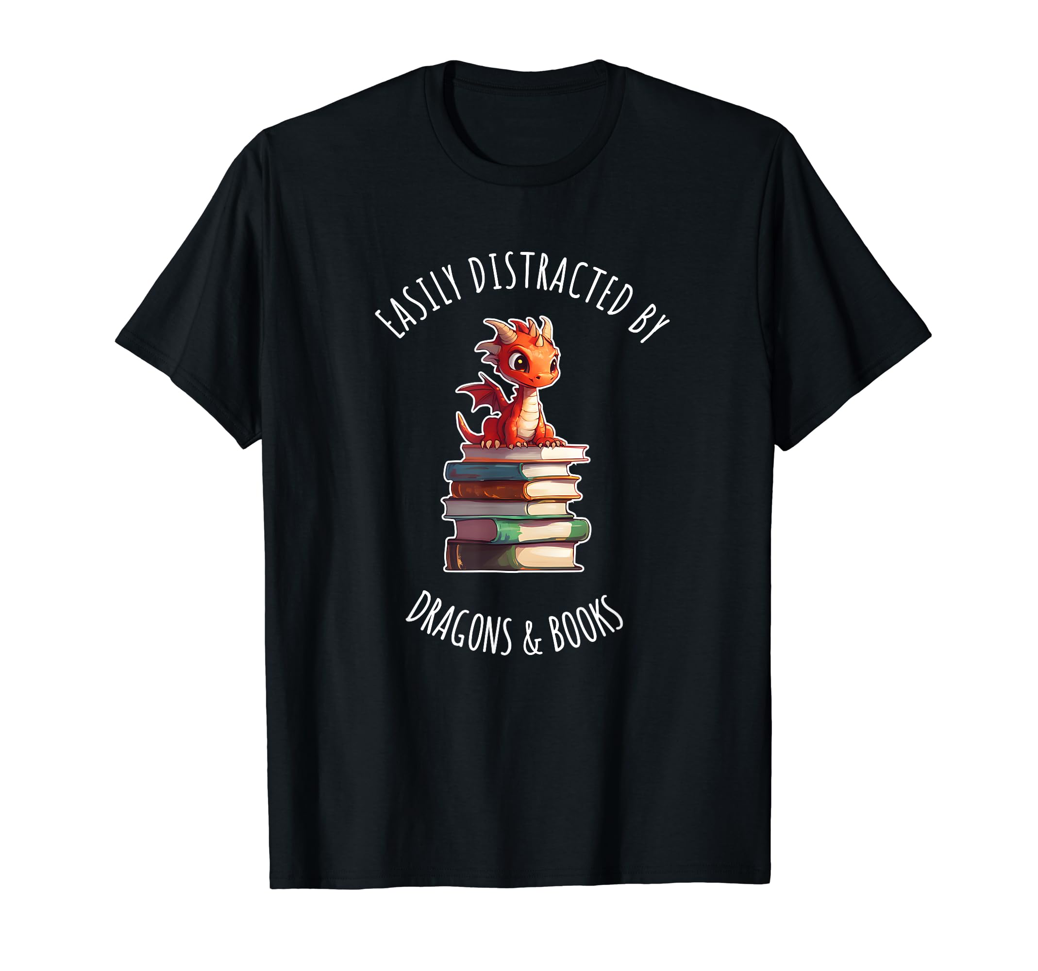 Easily Distracted Dragons And Books T-Shirt - Novelty Apparel Men Women - T-Shirt, Sweatshirt, Hoodie