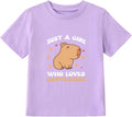 Girls' Cotton Capybara Print T-Shirt Funny Cute Animal Graphic Tee Unisex T-shirt, Sweatshirt, Hoodie, Long Sleeve Tee - T-Shirt, Sweatshirt, Hoodie