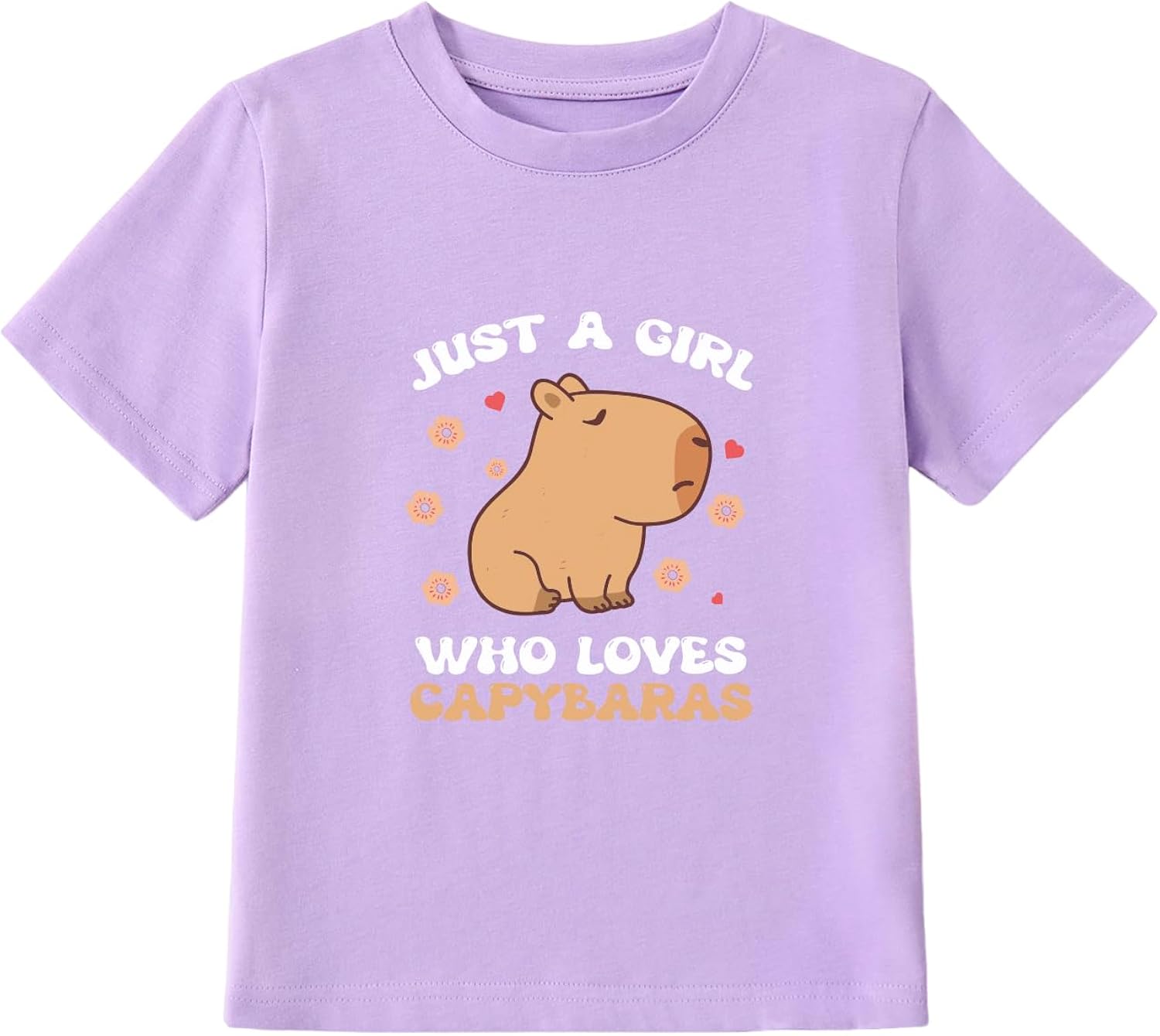 Girls' Cotton Capybara Print T-Shirt Funny Cute Animal Graphic Tee Unisex T-shirt, Sweatshirt, Hoodie, Long Sleeve Tee - T-Shirt, Sweatshirt, Hoodie