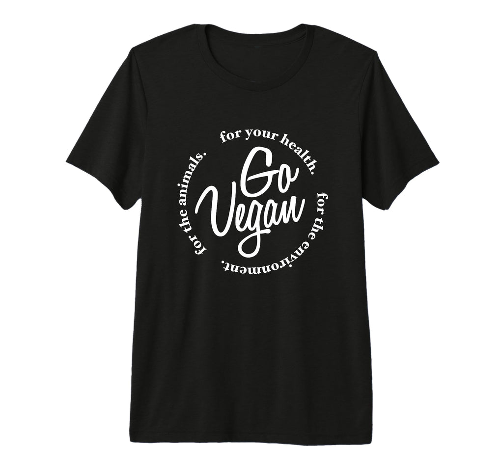 Go Vegan Healthy Love Animals Vegetarian T-Shirt - Custom Art Print Unisex - T-Shirt, Sweatshirt, Hoodie