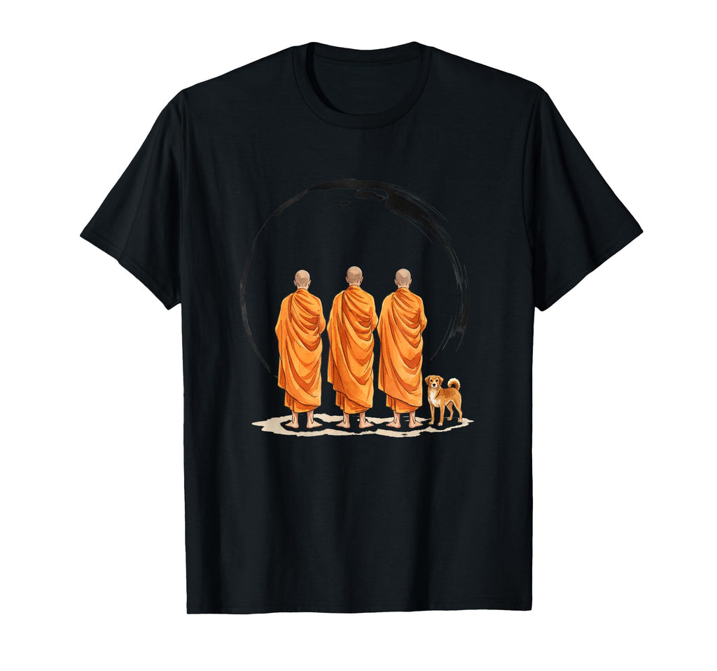 Buddhist Monks Dog Zen Circle T-Shirt - Fun Novelty Design for Adults - T-Shirt, Sweatshirt, Hoodie