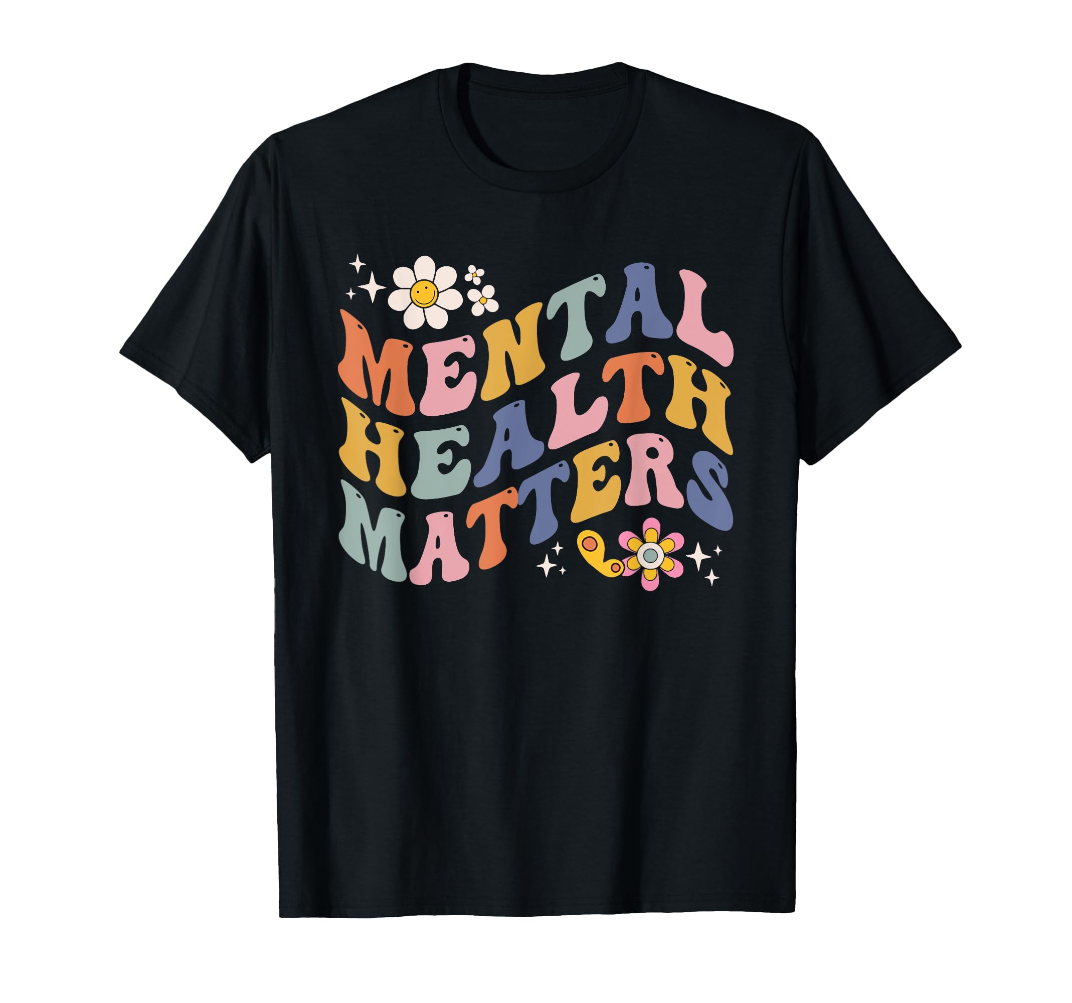 Groovy Mental Health Matters Human Brain T-Shirt - Unique Graphic Unisex - T-Shirt, Sweatshirt, Hoodie