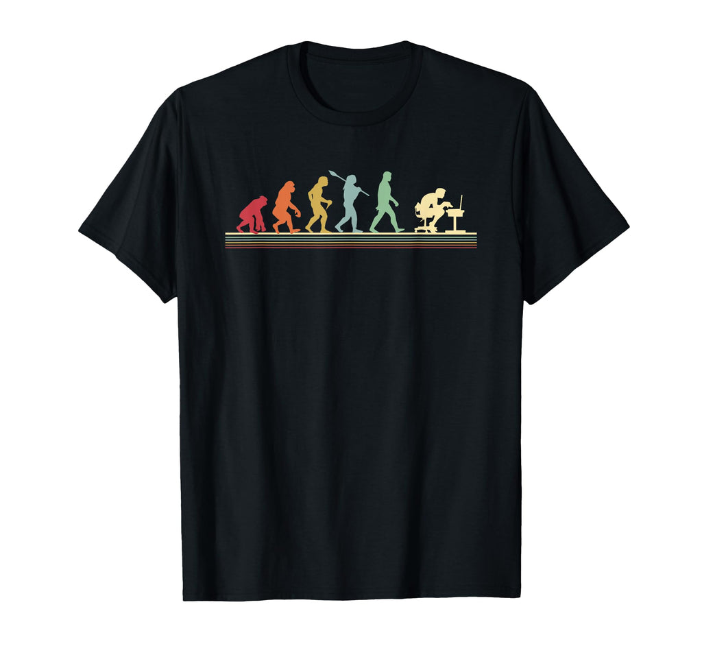 Human Evolution Into Computer Geek T-Shirt - Minimalist Print for Adults - T-Shirt, Sweatshirt, Hoodie