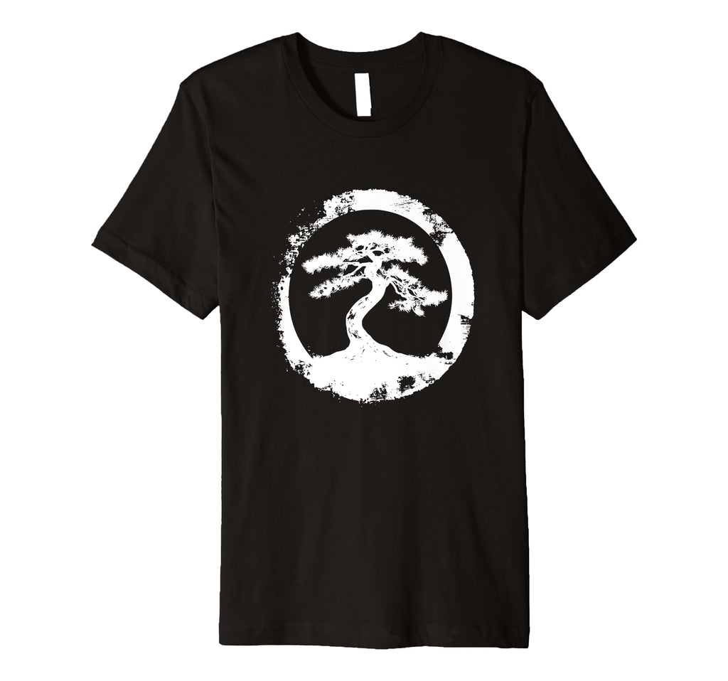 Bonsai Tree Silhouette Enso Circle T-Shirt - Custom Art Print Men Women - T-Shirt, Sweatshirt, Hoodie
