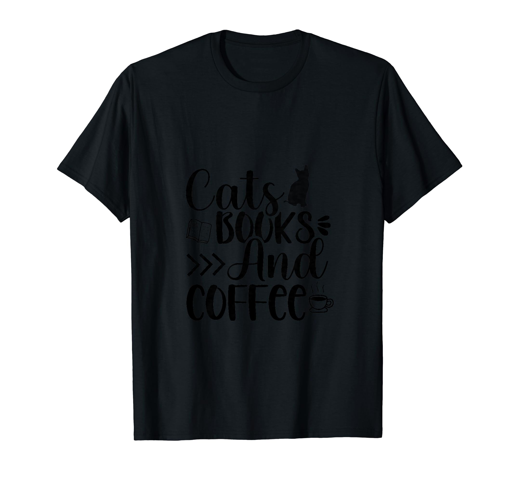 Cats Books And Coffee T-Shirt - Trendy Graphic for Adults - T-Shirt, Sweatshirt, Hoodie